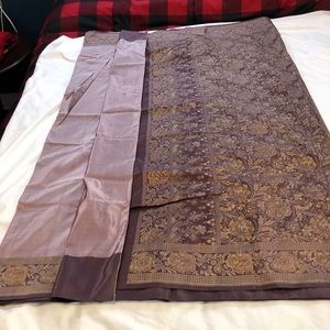 Purple silk Indian saree